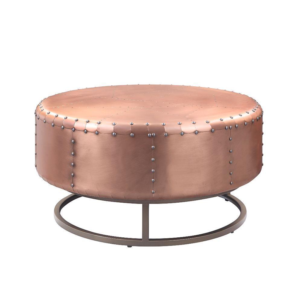 

    
Contemporary Rose Gold Aluminum Coffee Table by Acme Raith 81220
