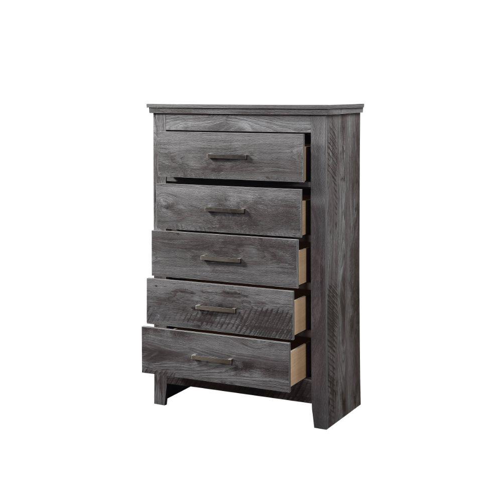 

    
Contemporary Rustic Gray Oak Queen Bed 6PCS Set w/ Storage by Acme Vidalia 27320Q-NS-6pcs
