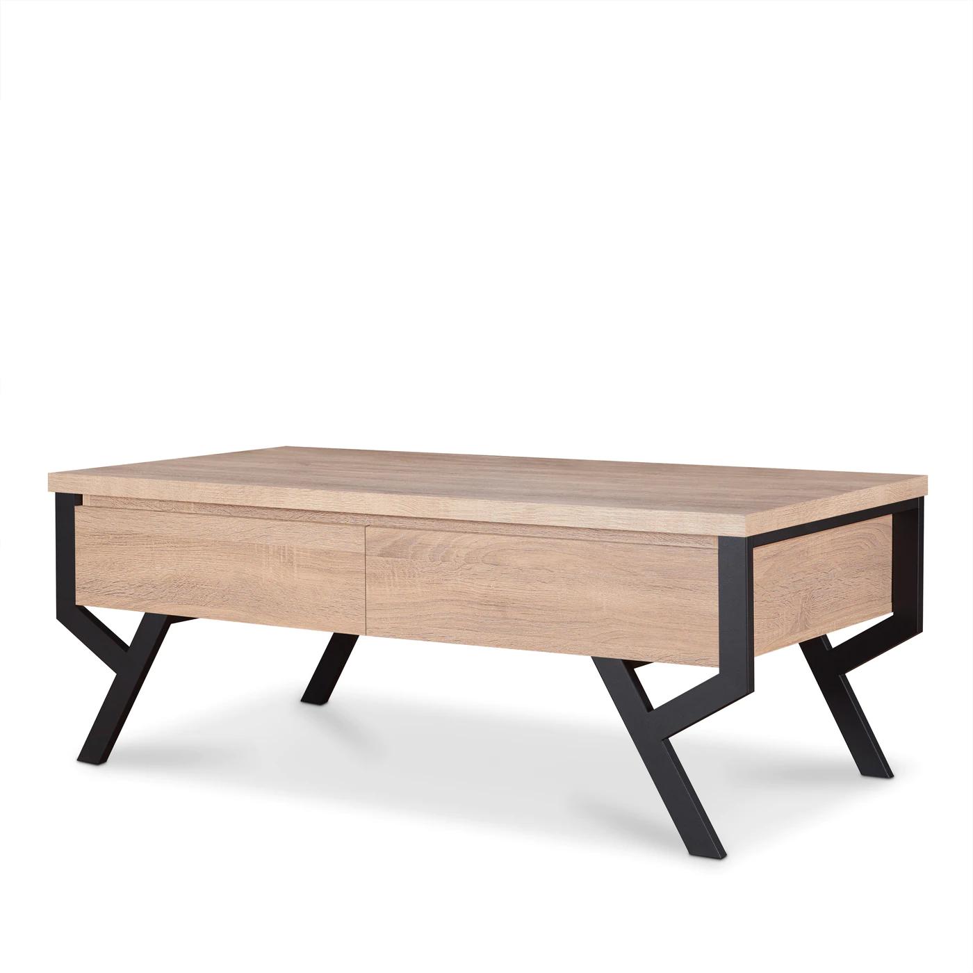

    
Contemporary Rustic Natural & Black Coffee Table by Acme Kalina 80585
