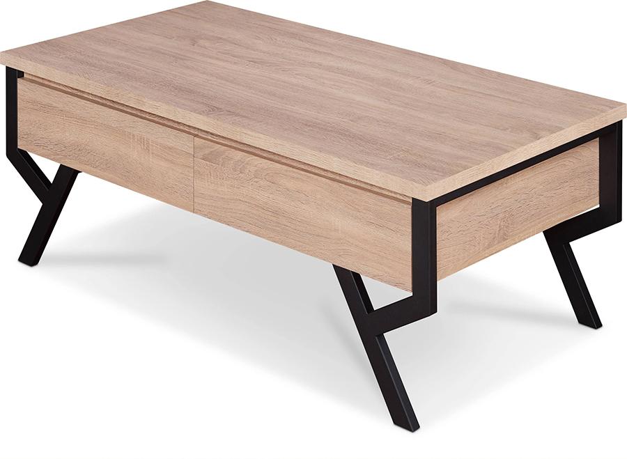 

    
Contemporary Rustic Natural & Black Coffee Table by Acme Kalina 80585
