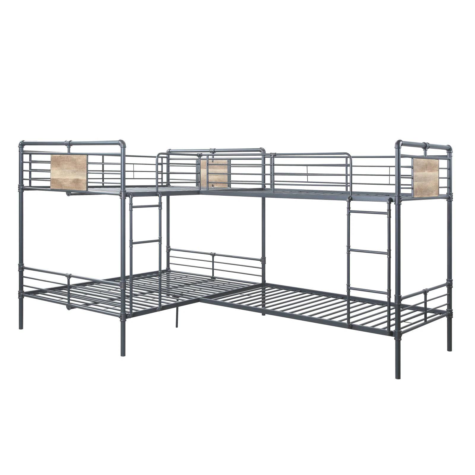

    
Contemporary Sandy Black, Dark Bronze Hand-Brushed Twin/Full Bunk Bed by Acme Cordelia BD00365
