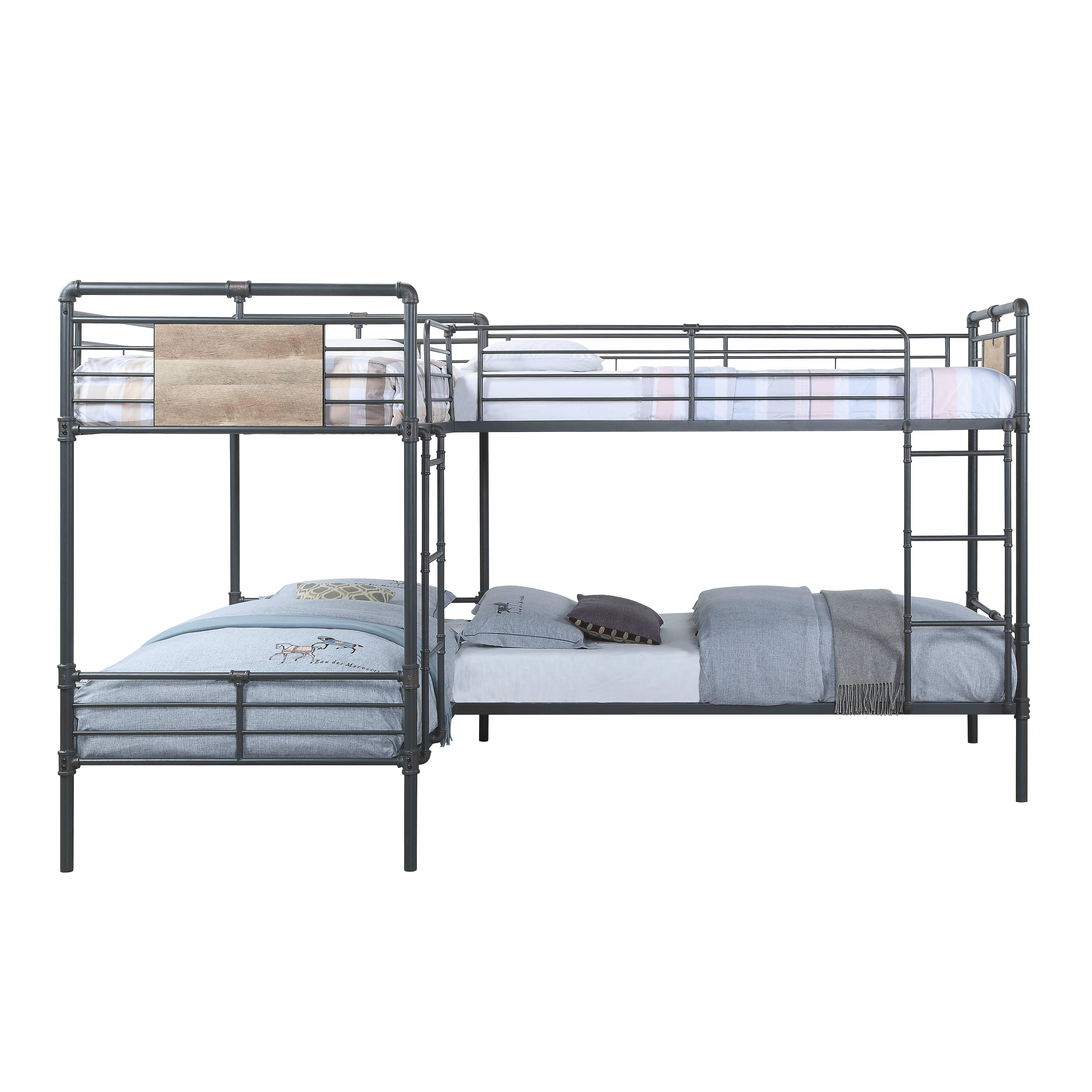 

    
Contemporary Sandy Black, Dark Bronze Hand-Brushed Twin/Twin Bunk Bed by Acme Cordelia BD00370
