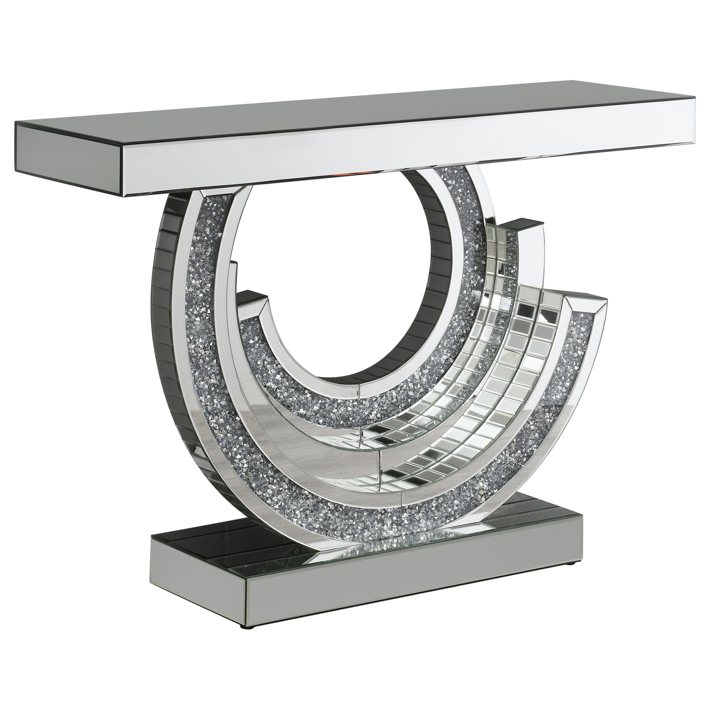 

    
Contemporary Silver & Mirror Console Table Coaster 953422
