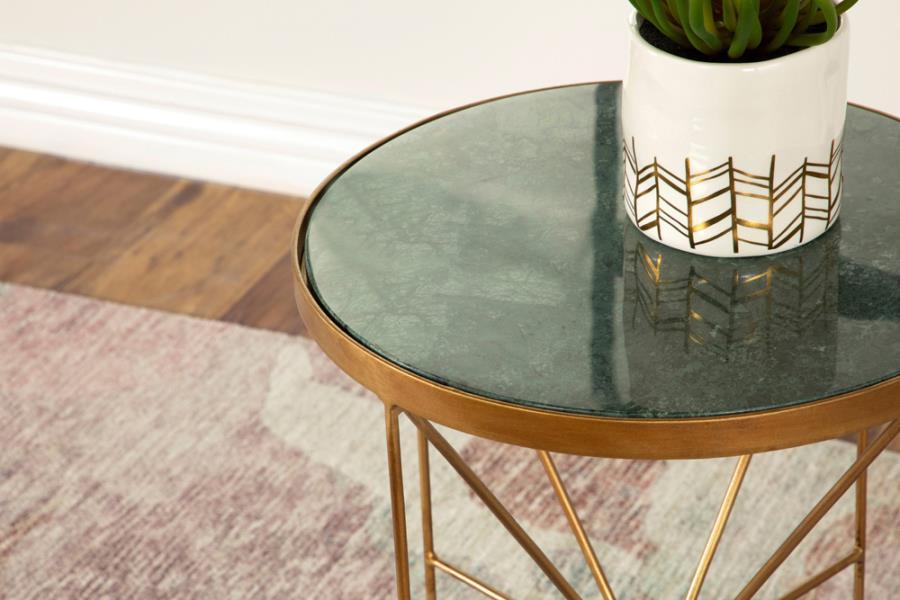 

    
Contemporary Solid Green Marble Accent Table Coaster 936061
