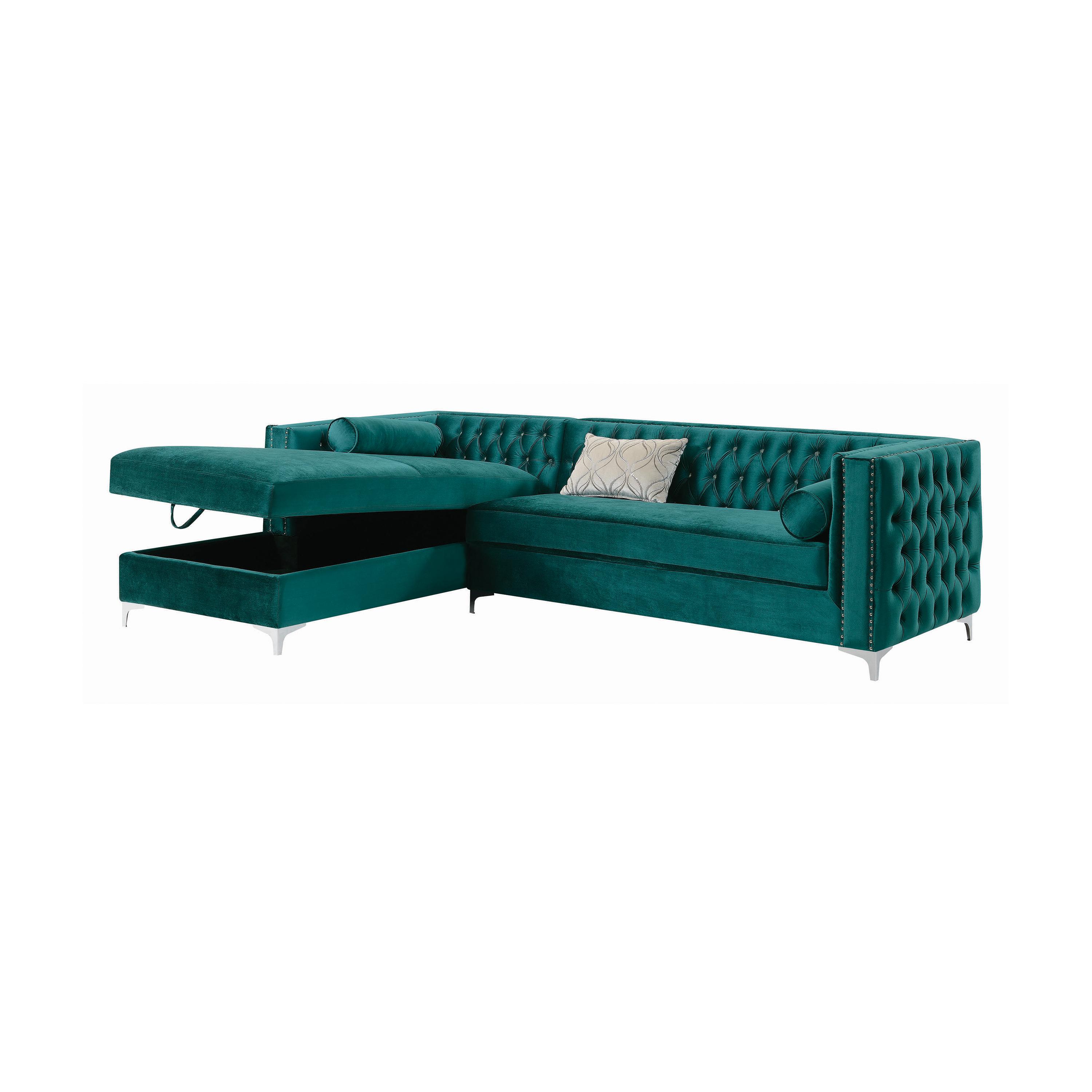 Contemporary Sectional 508380 Bellaire 508380 in Teal Velvet