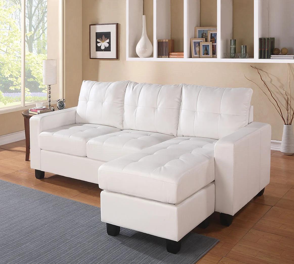 

    
Contemporary White Bonded Leather Match Sectional Sofa & Ottoman by Acme Lyssa 51210-3pcs
