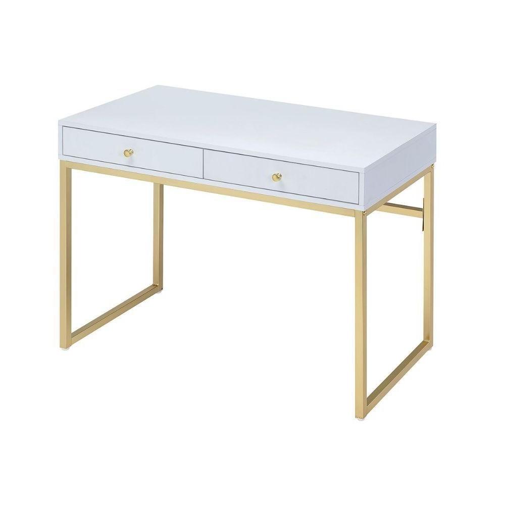 

    
Contemporary  White & Brass Vanity Desk by Acme AC00891 Coleen
