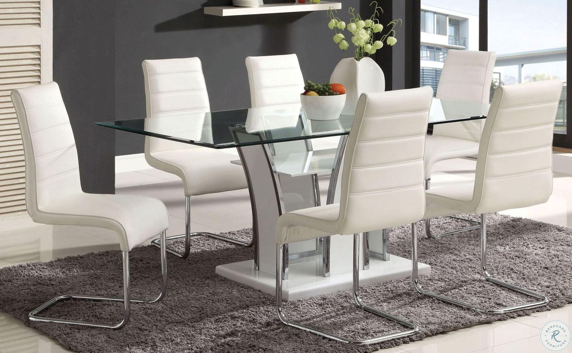 Contemporary Dining Room Set CM8372WH-T-Set-5 Glenview & Mauna CM8372WH-T-5PC in White Leatherette