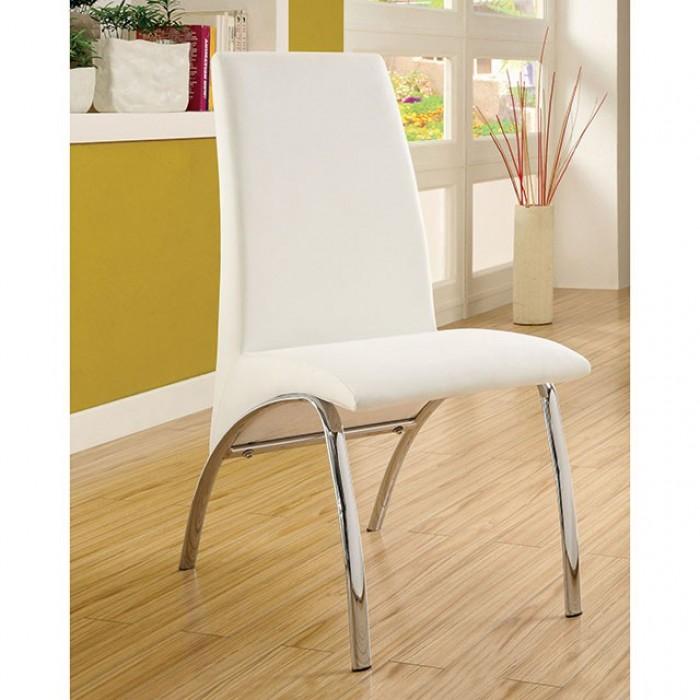 Contemporary Dining Room Set CM8372WH-T-Set-5 Glenview & Wailoa CM8372WH-T-5PC in White Leatherette