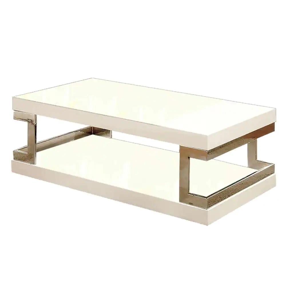 

    
Contemporary White & Chrome Metal Coffee Table Furniture of America CM4486C Meda
