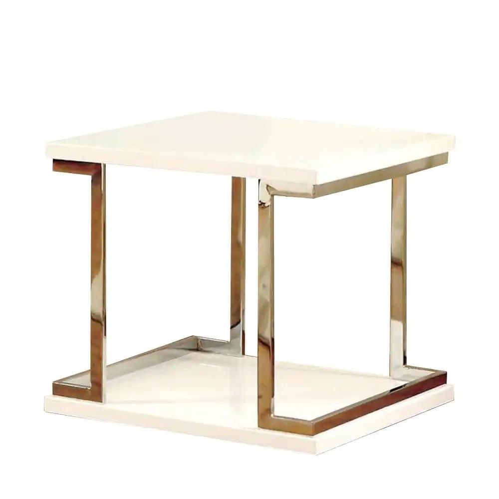

    
Contemporary White & Chrome Metal End Table Furniture of America CM4486E Meda
