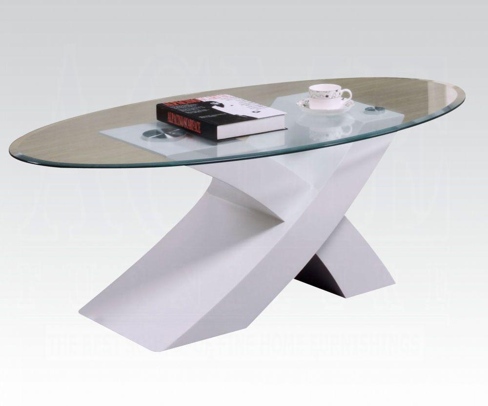 Contemporary Coffee Table and 2 End Tables Pervis 80860_KIT-3pcs in White High Gloss