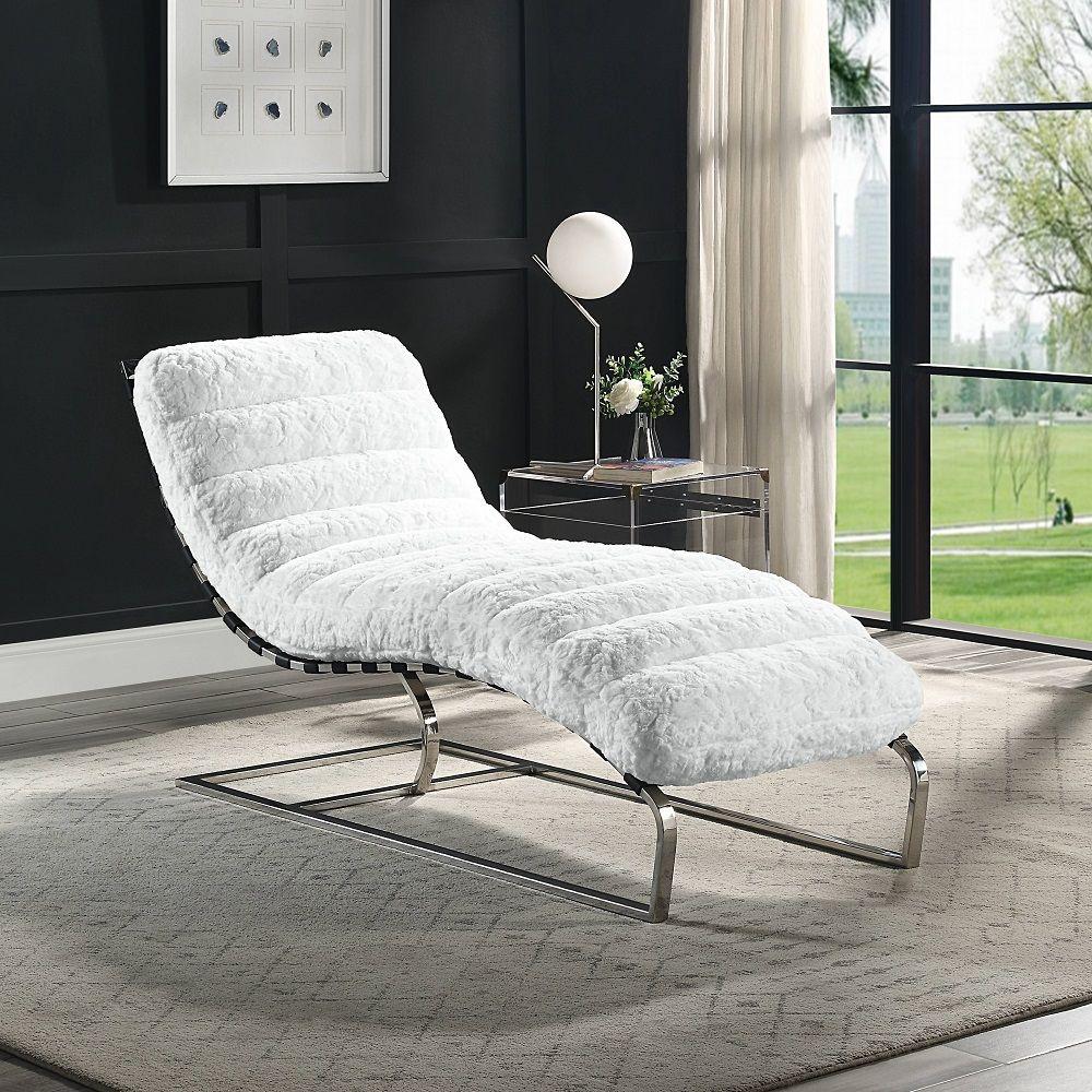 Contemporary Chaise Qortini Chaise AC01988-C AC01988-C in White Fabric