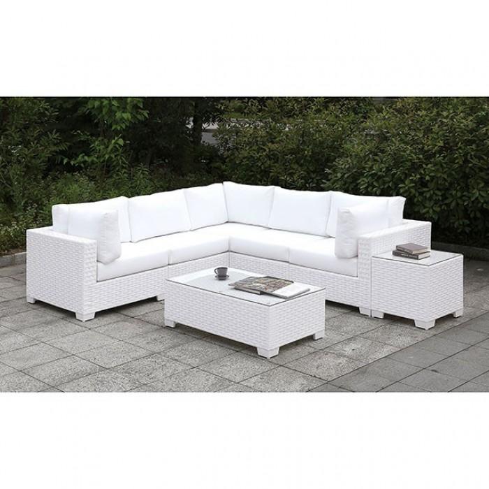 

    
Contemporary White Faux Wicker Outdoor Sectional Set 2pcs Furniture of America CM-OS2128WH-SET11 Somani
