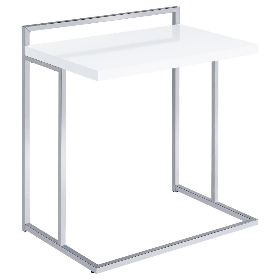

    
Contemporary White High Gloss Wood & Metal Snack Table Coaster 936118

