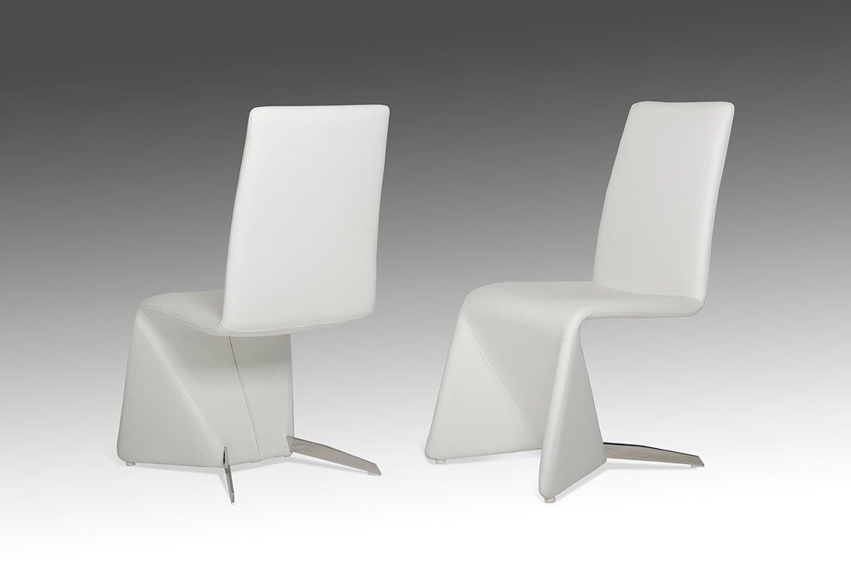 Contemporary, Modern Dining Chair Set Nisse VGVCB878-WHT-2pcs in White, Silver Leatherette