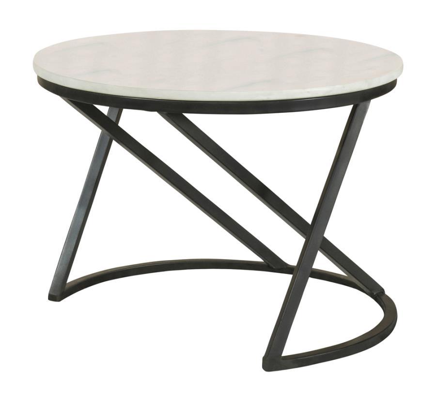 

    
Contemporary White Marble Top Accent Table Coaster 931227
