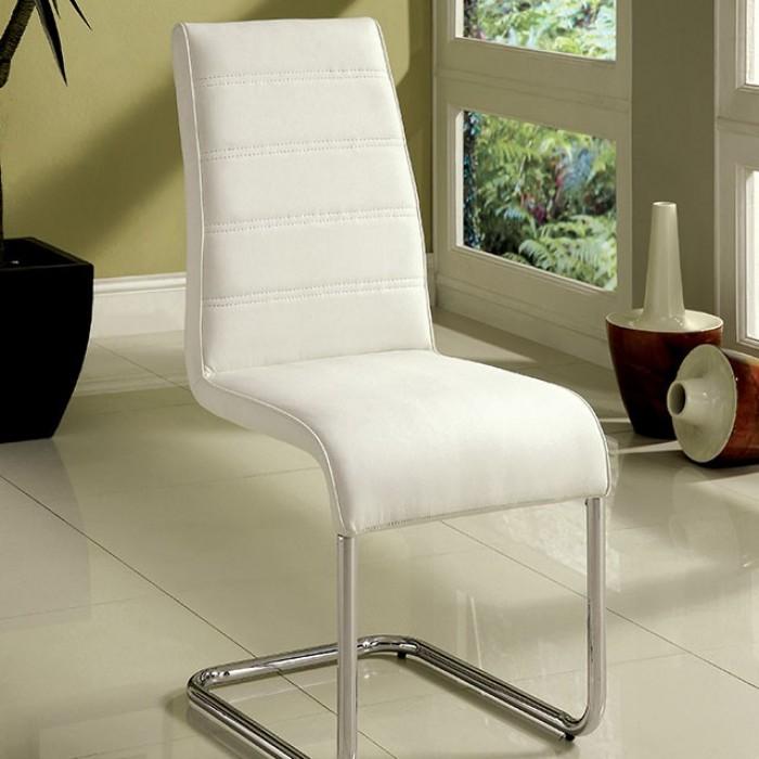 Contemporary Dining Chair Set CM8371WH-SC-2PK Mauna CM8371WH-SC-2PK in White Leatherette
