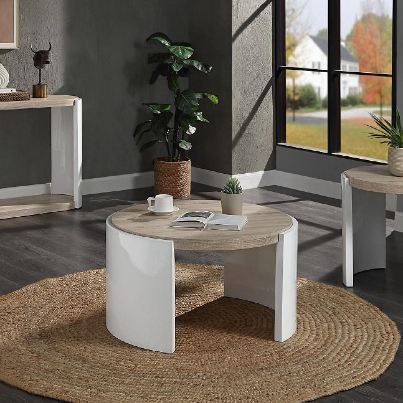 Contemporary Coffee Table Zoma Coffee Table LV02414-CT LV02414-CT in Oak, White 