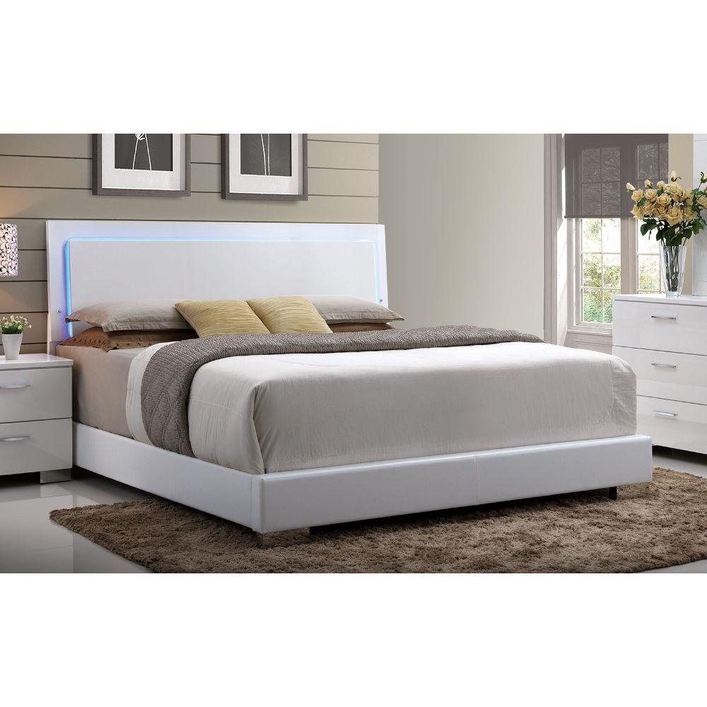 

    
Contemporary White Queen Bed w/ LED by Acme Lorimar 22640Q

