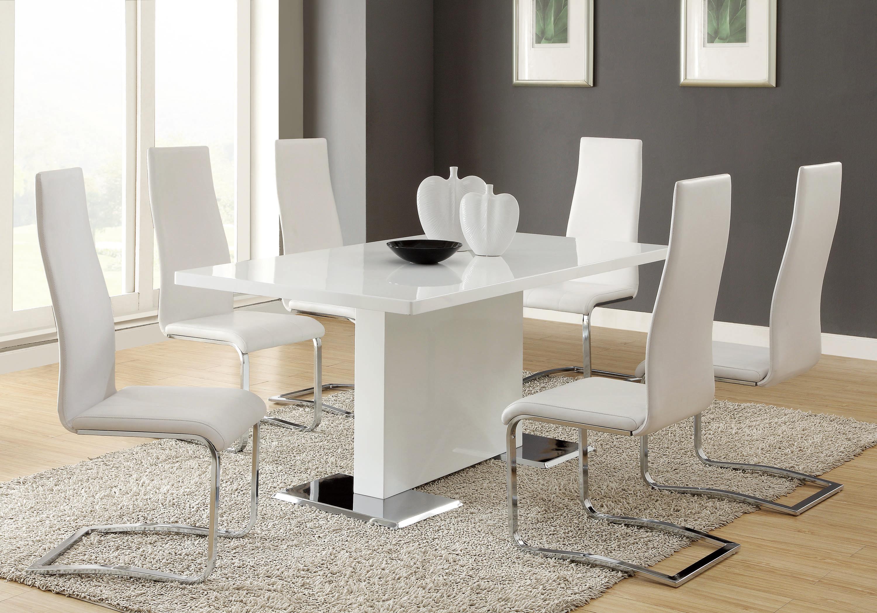 Contemporary Dining Room Set 102310-WHT-S5 Anges 102310-WHT-S5 in White 