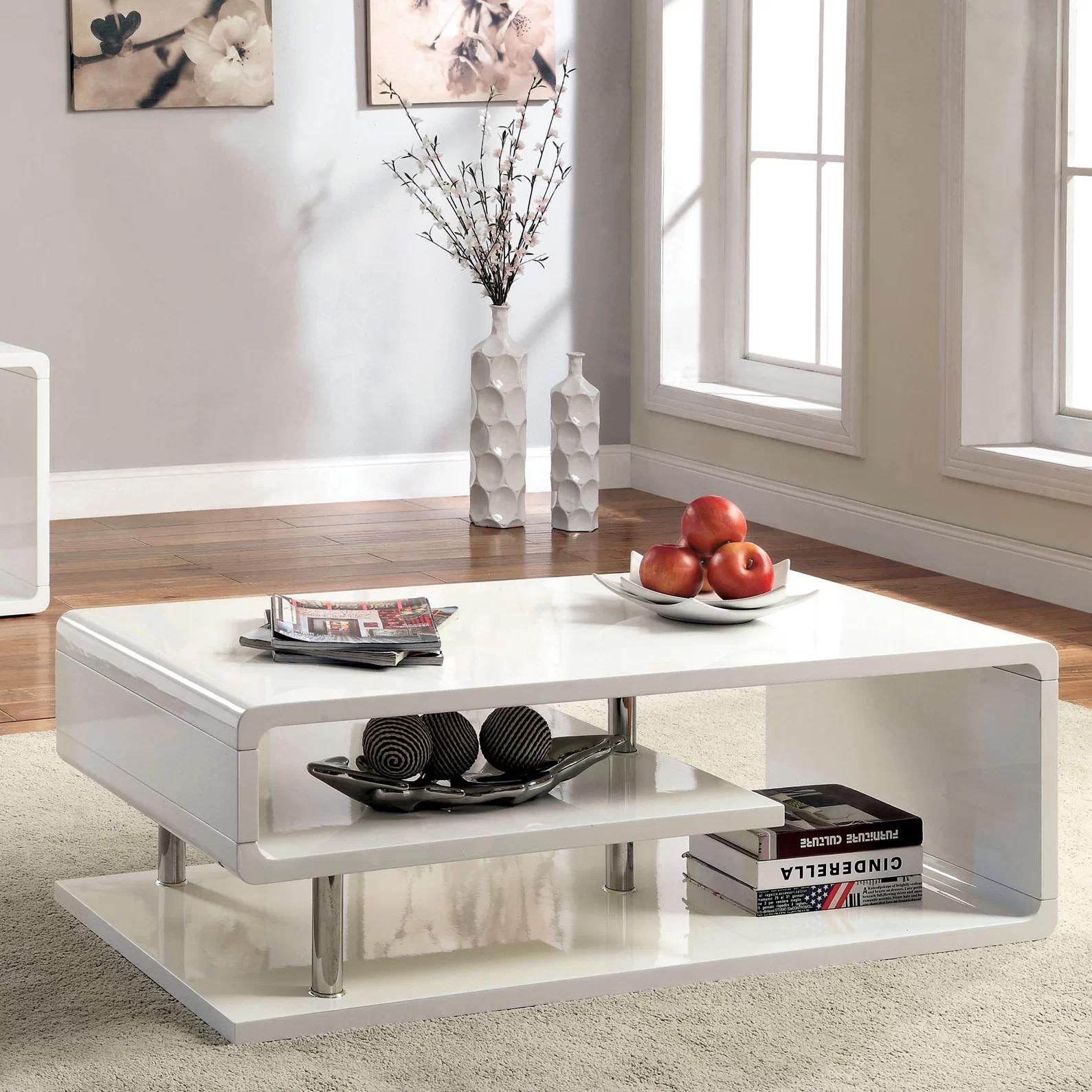 

    
Contemporary White Wood Coffee Table Furniture of America CM4057C Ninove
