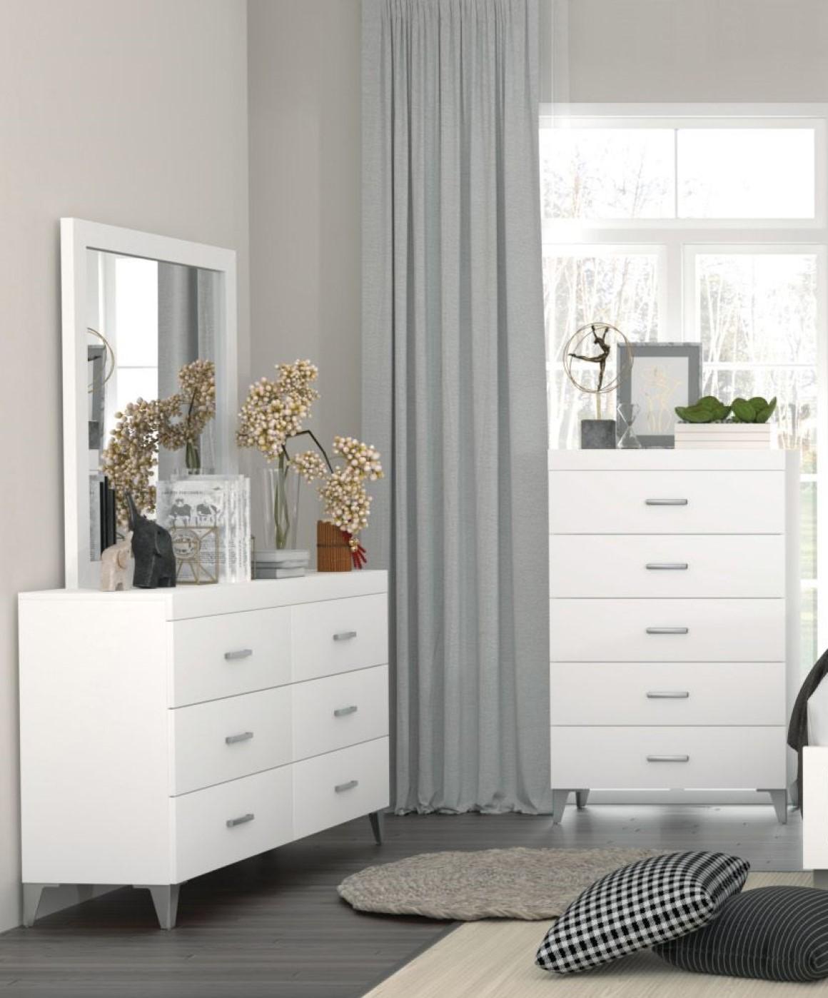 Contemporary Dresser With Mirror Casilda Dresser With Mirror 2PCS BD00647-D-2PCS BD00647-D-2PCS in White 