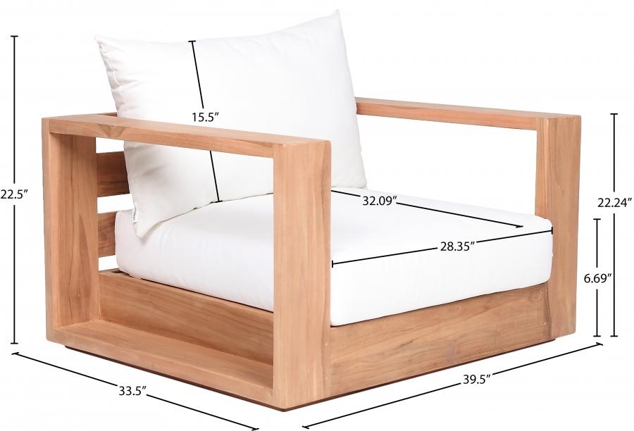 

        
45879542132457Contemporary White Wood Fabric Patio Chair Meridian Furniture Tulum 353White-C
