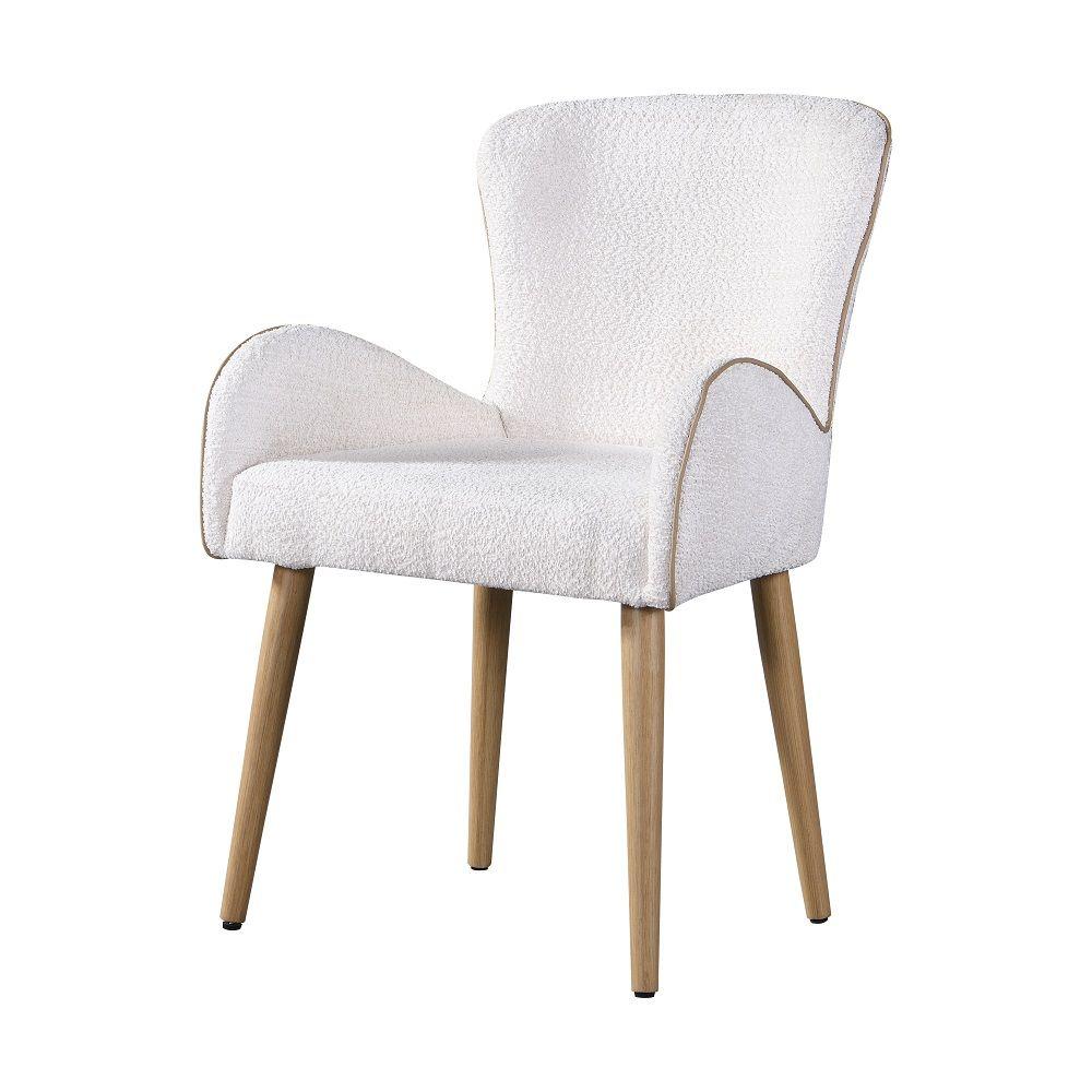 Contemporary Side Chair Set Qwin Side Chair Set 2PCS DN02876-2PCS DN02876-2PCS in Oak, White Fabric