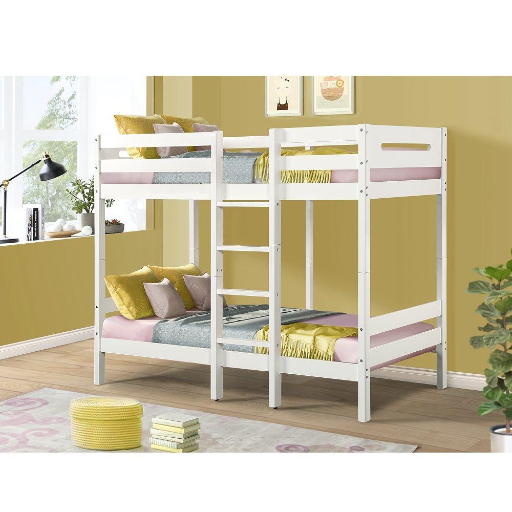 

    
Contemporary White Wood Twin Bunk Bed Acme Esin BD01864

