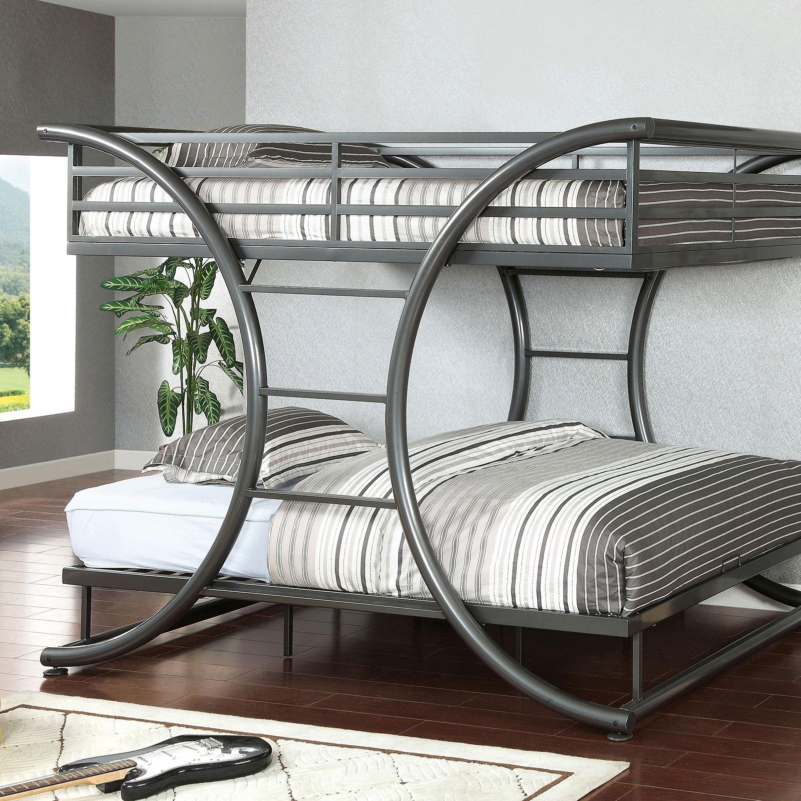 Contemporary Bunk Bed LEXIS CM-BK1036GM CM-BK1036GM-BED in Gray 
