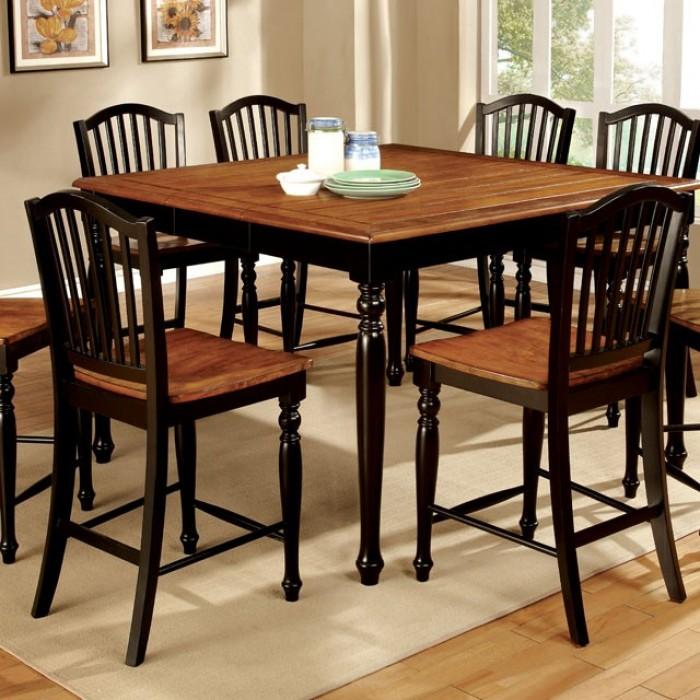 

    
Cottage Black/Antique Oak Solid Wood Counter Height Table Furniture of America Mayville CM3431PT
