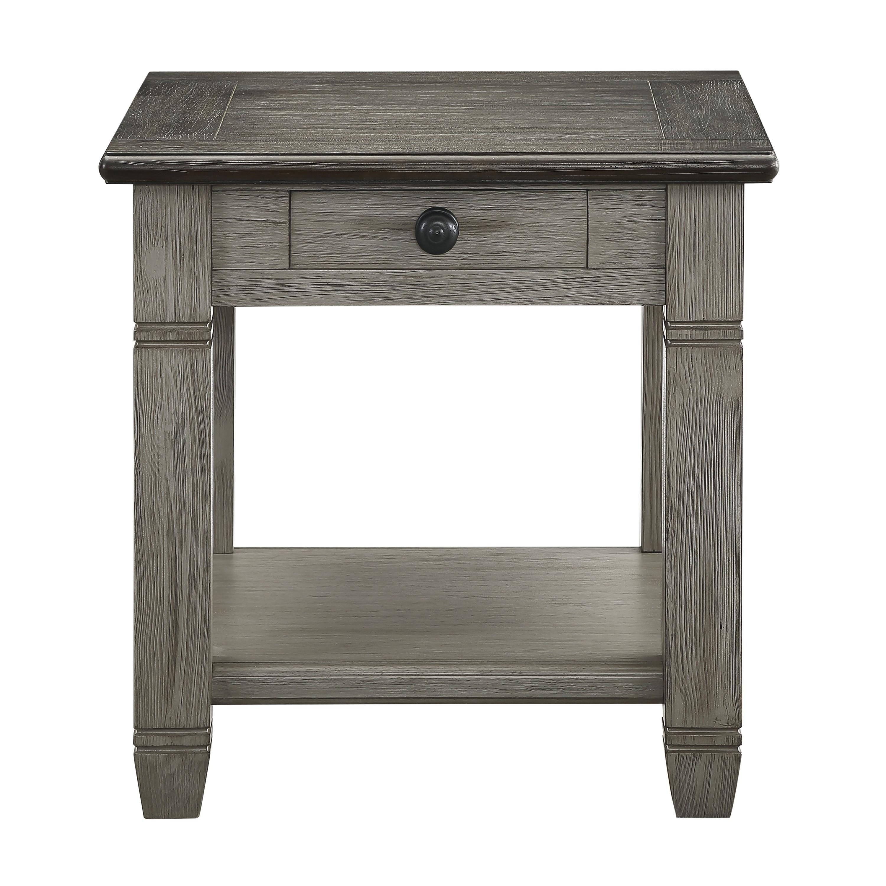 

    
Cottage Coffee & Antique Gray Wood End Table Homelegance 5627GY-04 Granby
