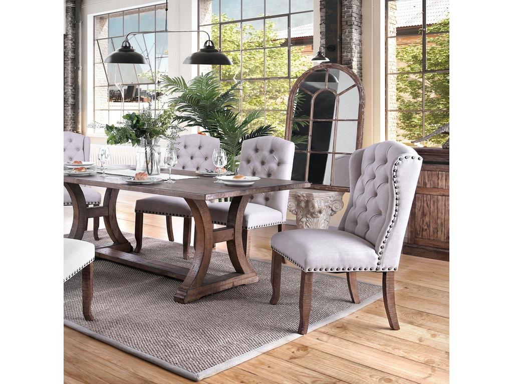 Rustic Dining Room Set GIANNA CM3829T-77-Set-7 CM3829T-77-7PC in Brown Fabric