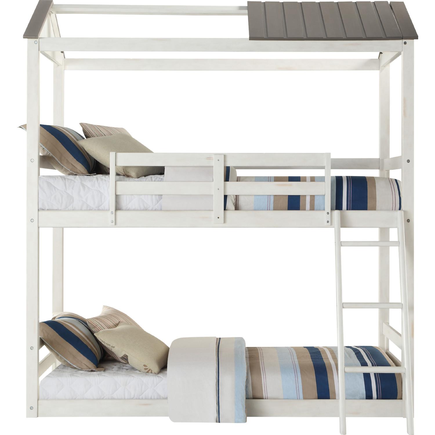 

    
Cottage Weathered White & Washed Gray Twin/Twin Bunk Bed by Acme Nadine 37665
