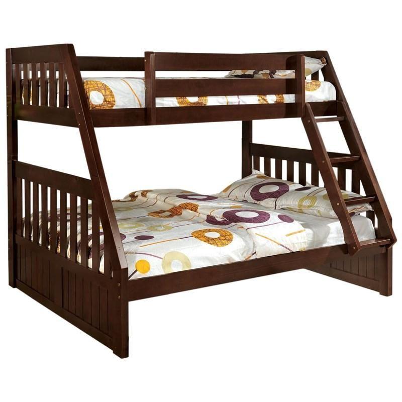 

    
Dark Walnut Wood Twin Bunk Bed CANBERRA CM-BK605EX Furniture of America Cottage
