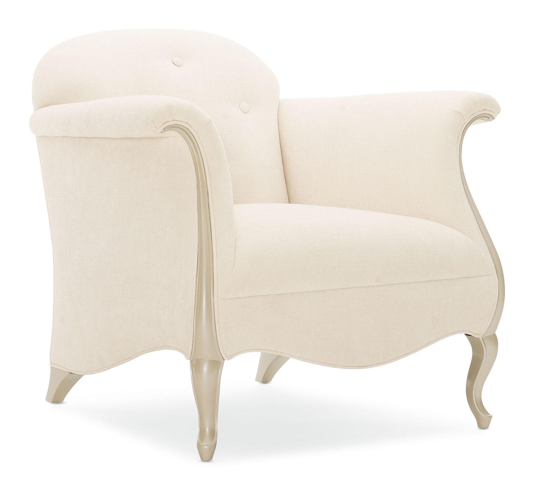 Contemporary Accent Chair TWO TO TANGO CHAIR UPH-019-132-B in Cream Fabric