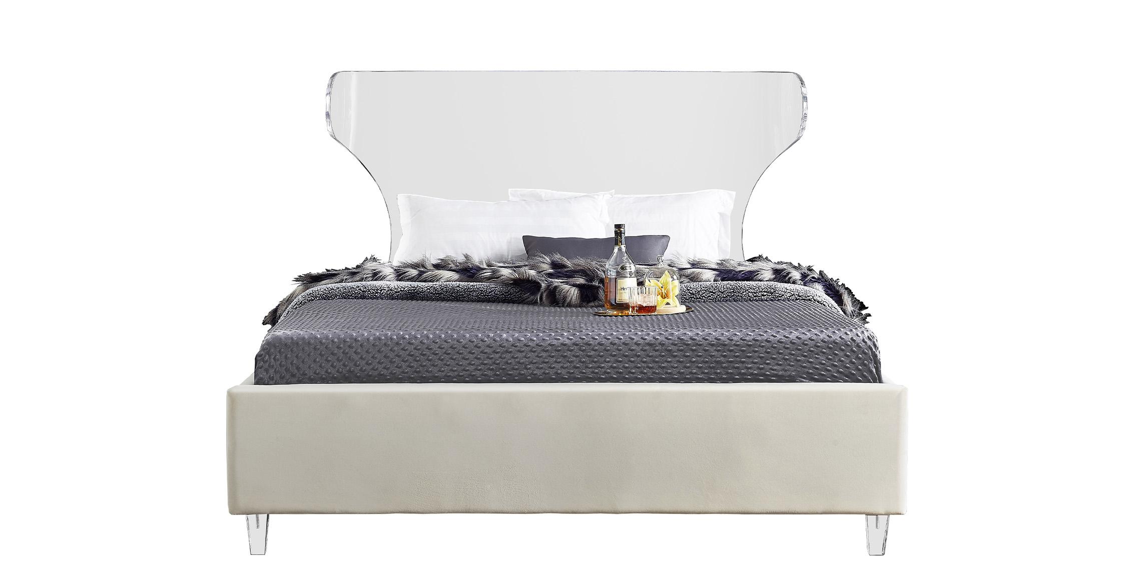 

    
Cream Fabric & Acrylic Headboard King Bed GHOST Cream-K Meridian Contemporary
