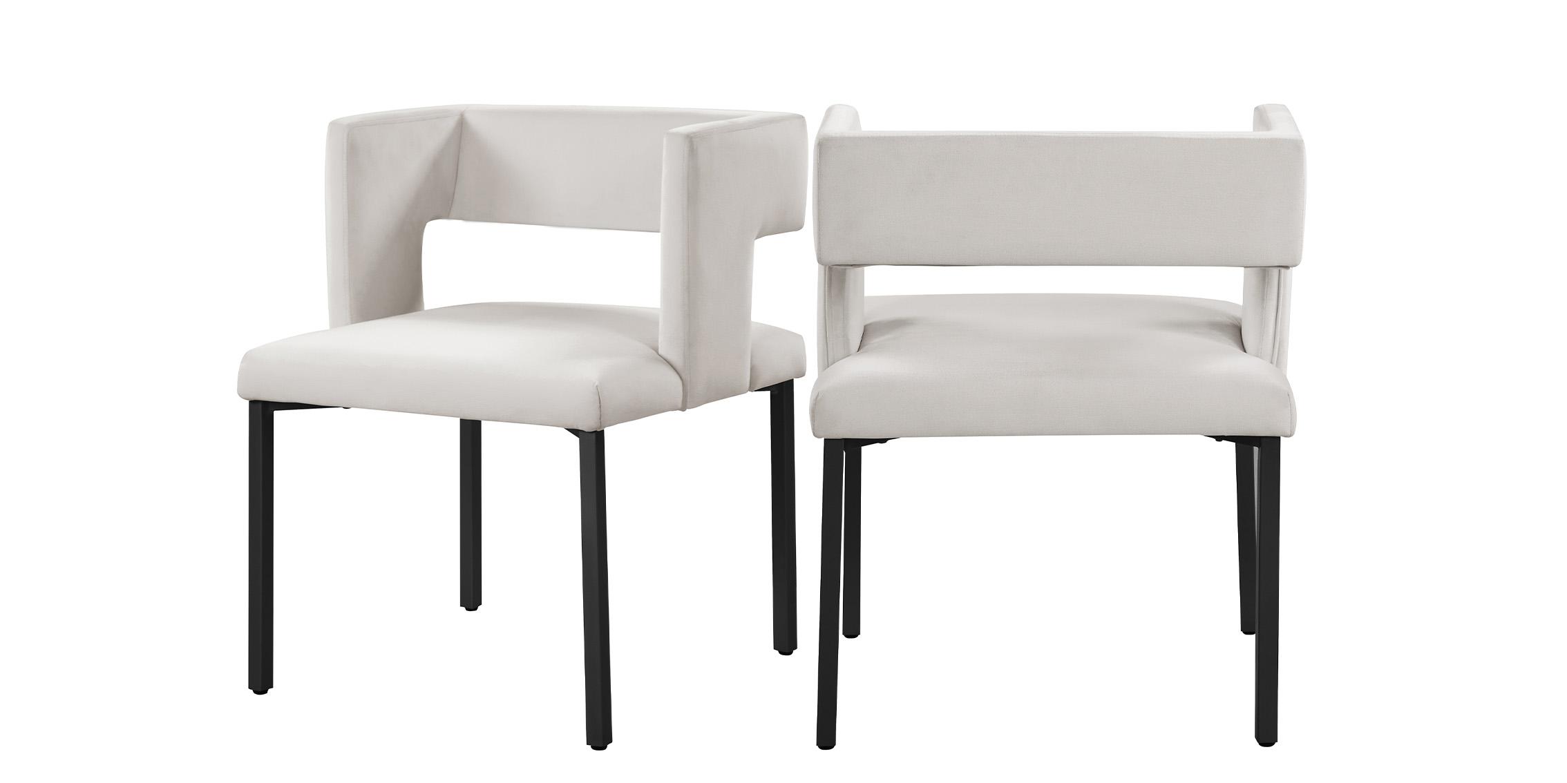 Contemporary, Modern Dining Chair Set CALEB 968Cream-C 968Cream-C in Cream, Black Velvet