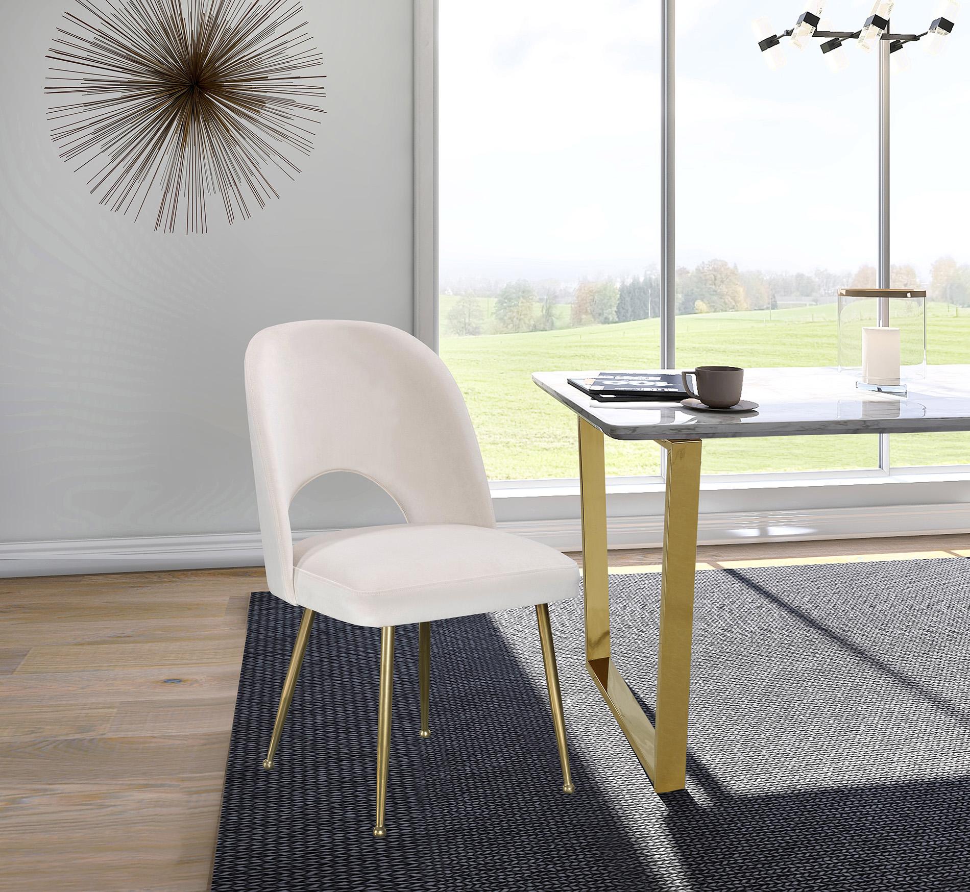 

    
Cream Velvet & Gold Dining Chair Set 2 Pcs LOGAN 990Cream-C Meridian Modern
