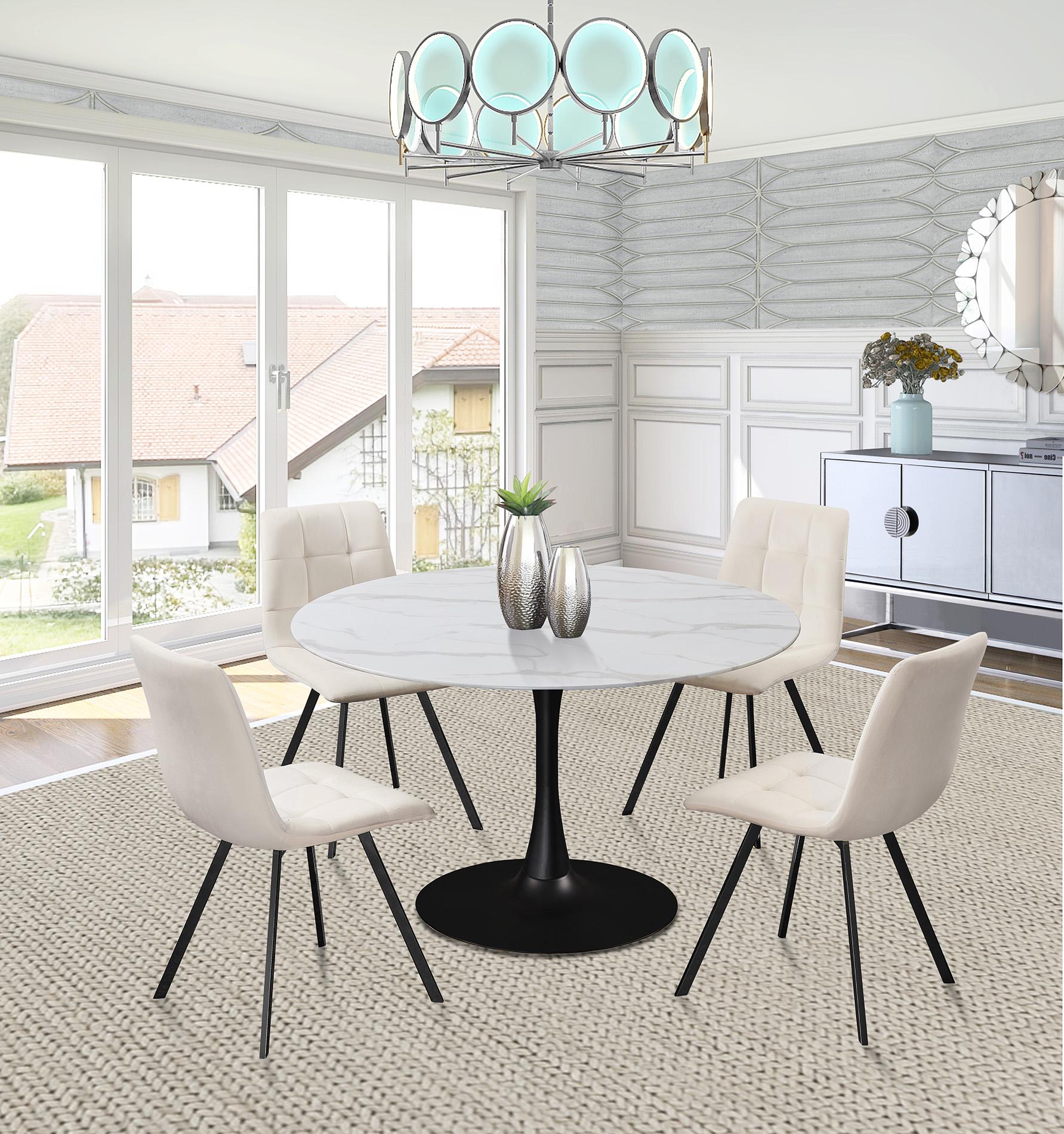 Contemporary, Modern Dining Table Set TULIP & ANNIE  977-T 977-T-Set-5 in White, Black 