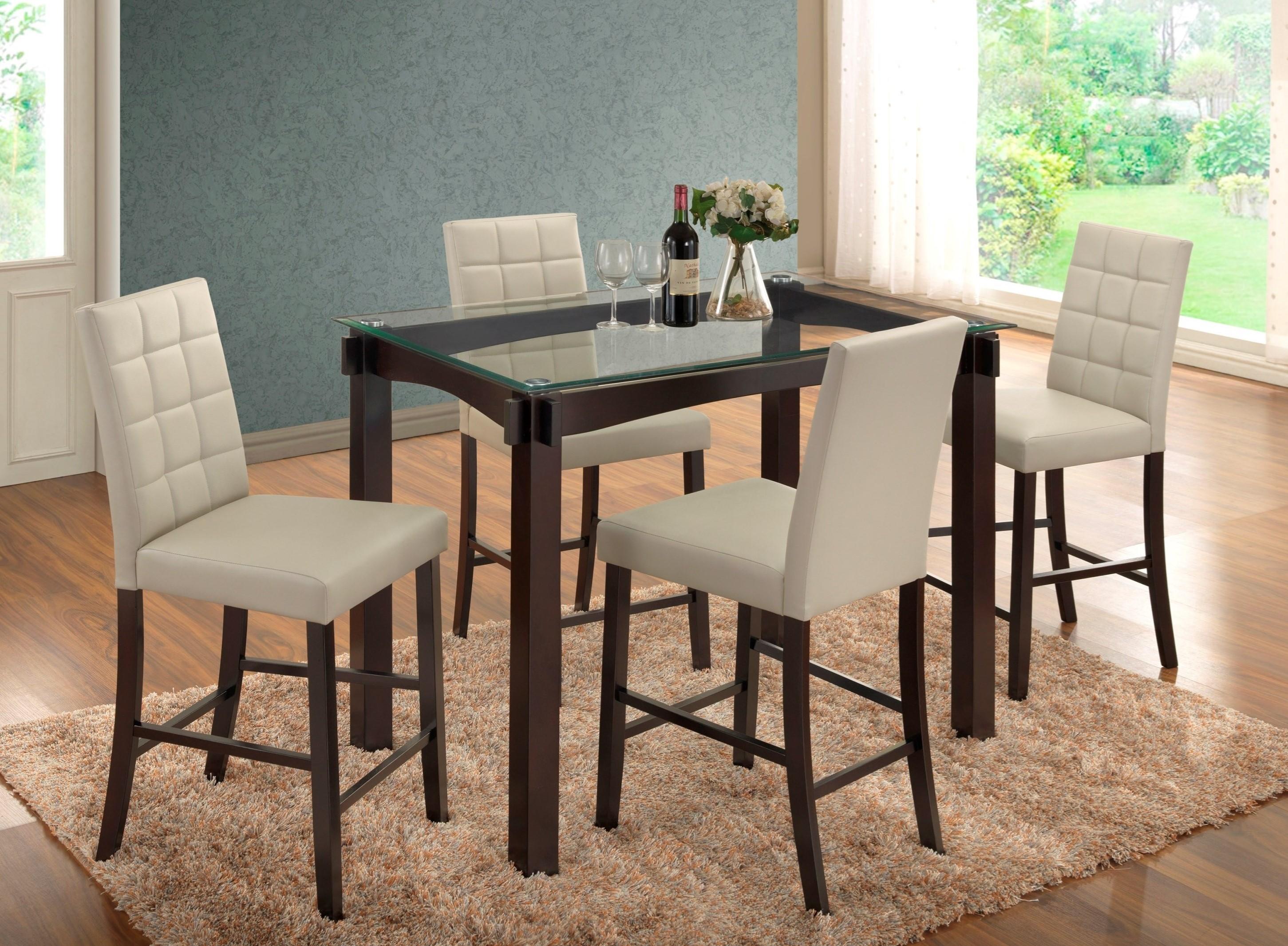 Contemporary Dining Sets 1720-GY-5P Zora 1720-GY-5P-DT-Set-5 in Espresso, Light Gray Leatherette