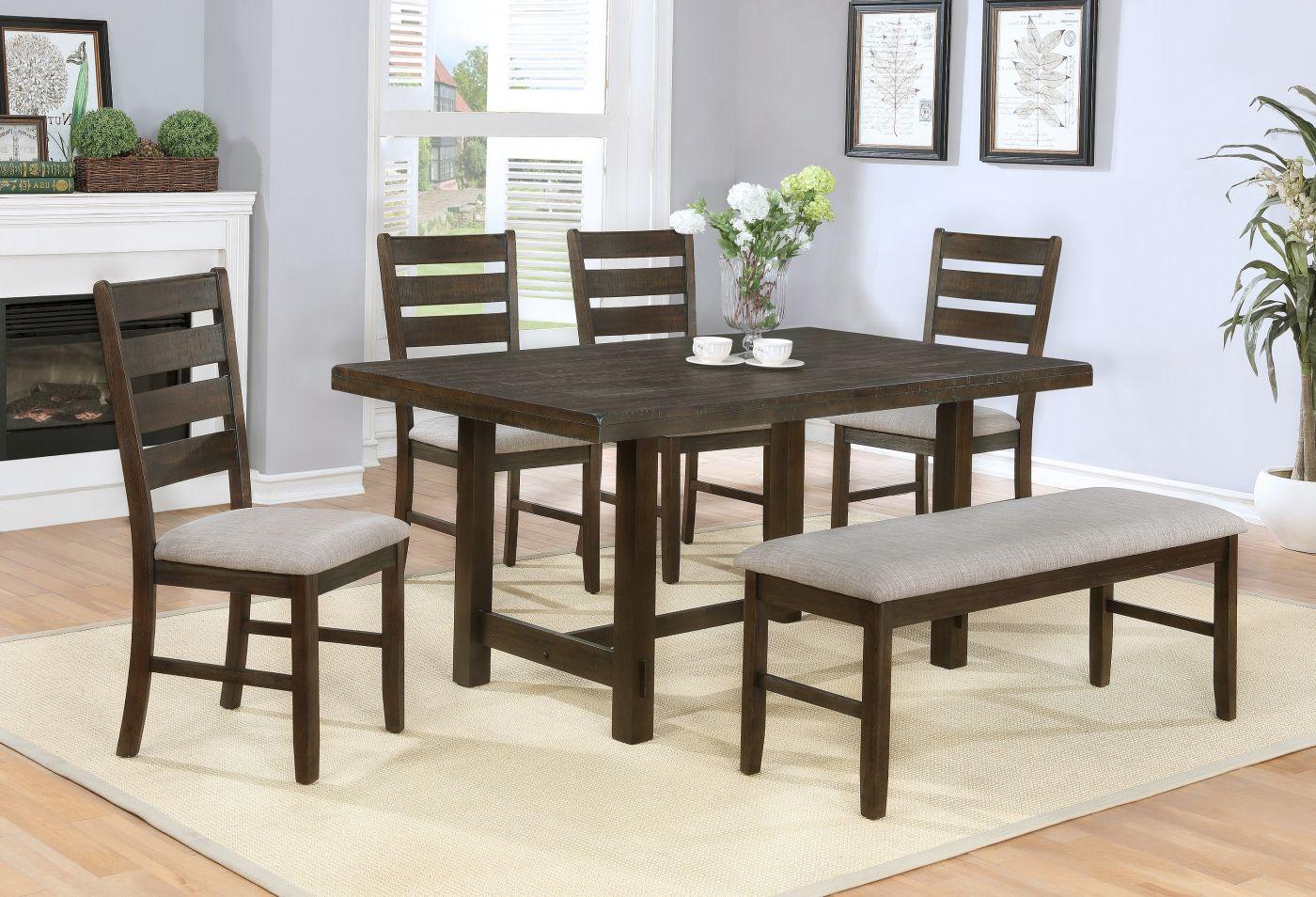 Traditional, Transitional Dining Sets Edwina 2168 2168-Set-6 in Gray, Espresso Fabric