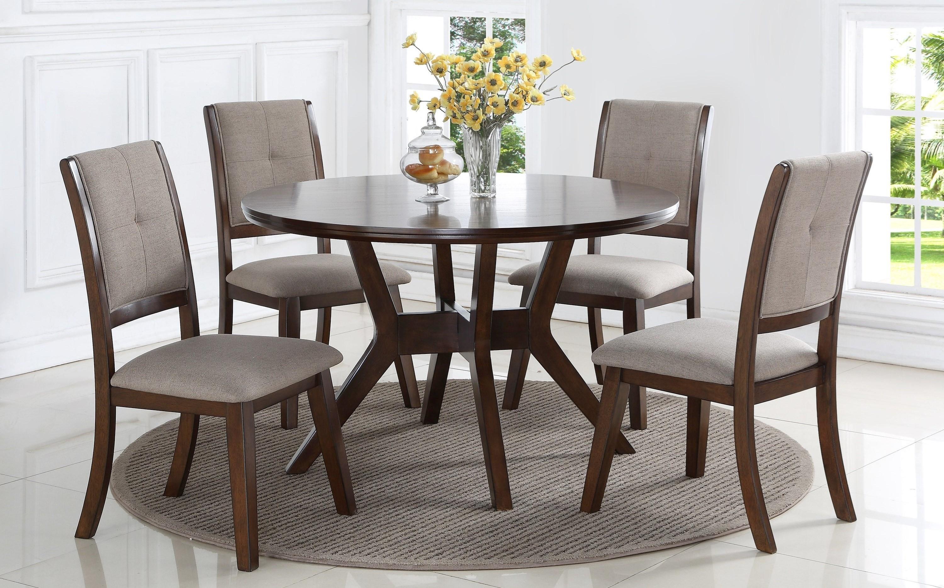 Traditional Dining Sets 2322 Barney 2322-Set-5 in Gray, Espresso Fabric