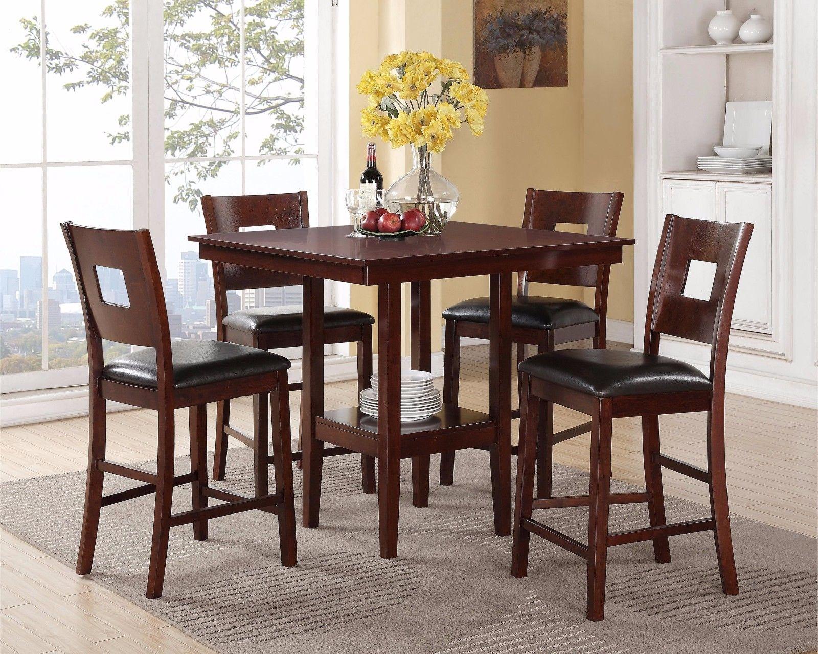 Contemporary Dining Sets Issac 2783 5Pcs in Dark Cherry Leatherette