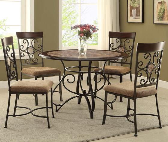 Contemporary Dining Sets 2811 Sarah 1811-5P-DT-Set-5 in Beige, Brown Fabric