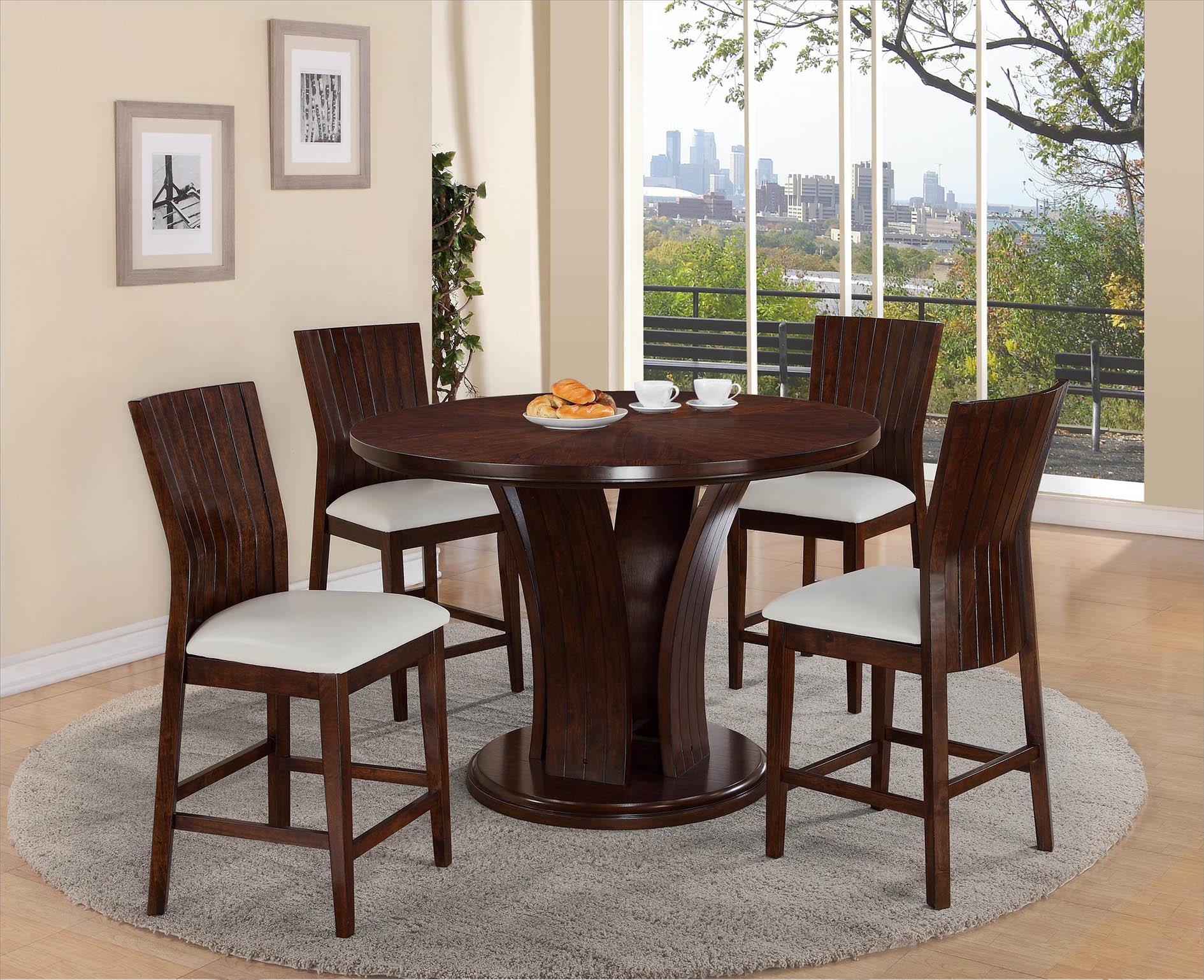 Contemporary Dining Sets D2734WH Daria D2734WH-Set-5 in White, Dark Brown Faux Leather