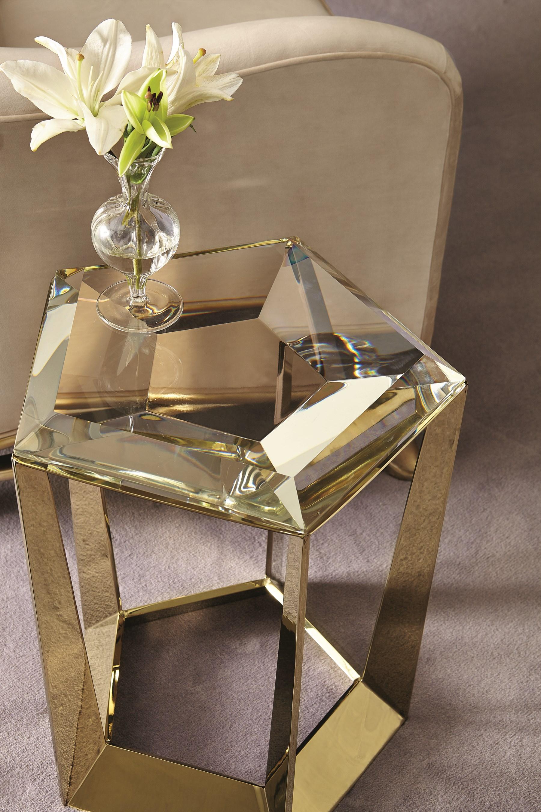 Contemporary End Table THE GEM SIDE SIG-416-421 in Gold 