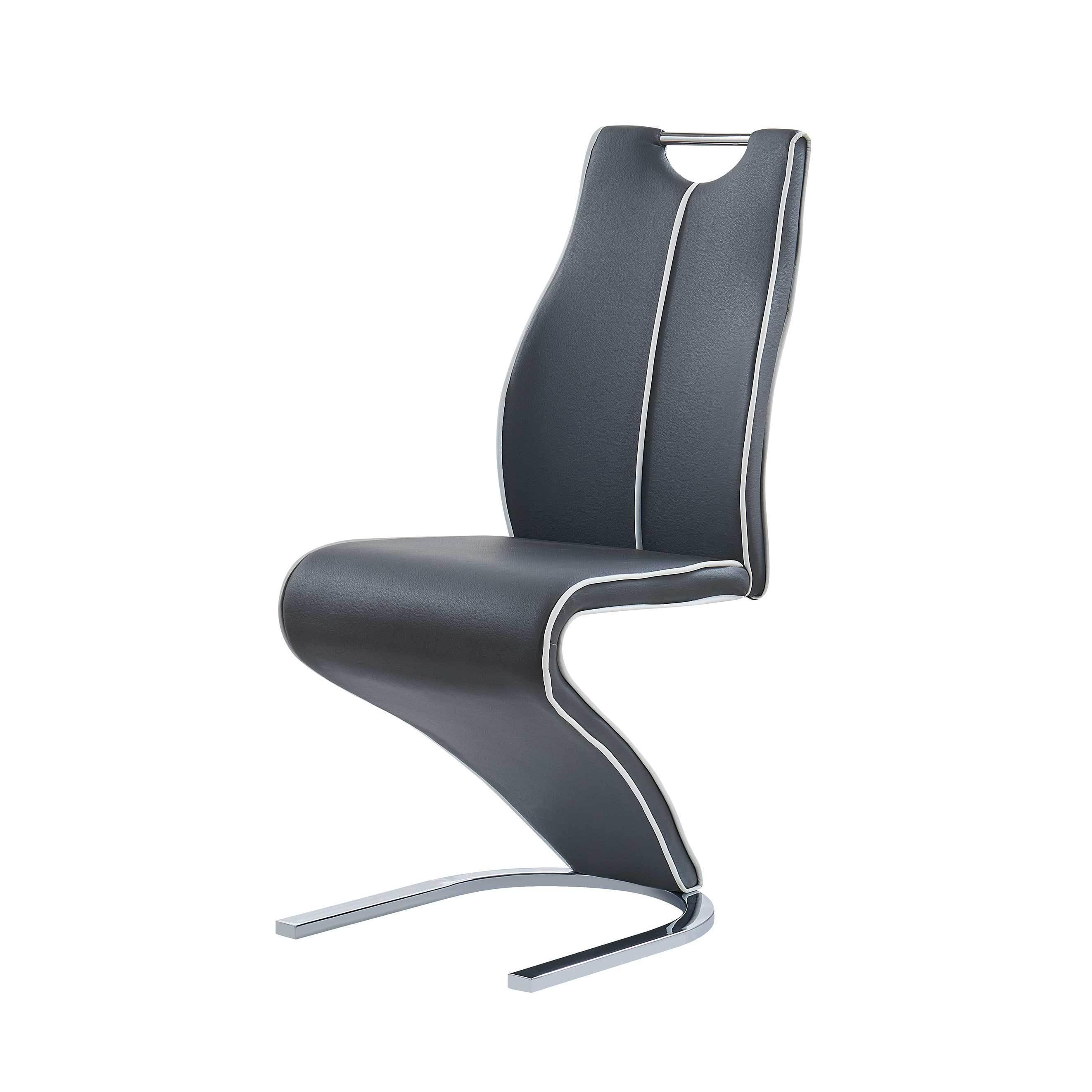

    
D4127NDC Z-shape Design Grey PU Dining Chair Set 2Pcs Global USA
