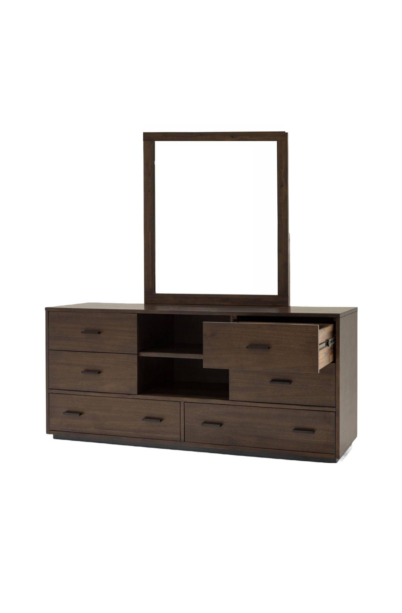 Contemporary Dresser With Mirror Fantasia VGWDHL-W03-2pcs in Dark Brown 
